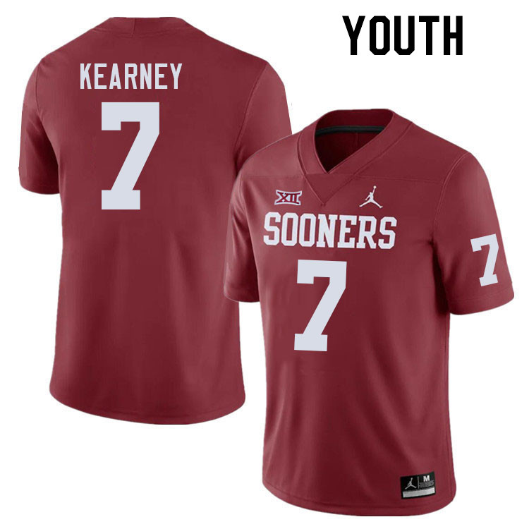 Youth #7 Zion Kearney Oklahoma Sooners College Football Jerseys Stitched-Crimson